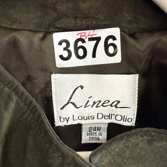 Vintage Linea Suede Jacket Women's Plus 24W Green Button Up Ribbed Knit Sleeves - Picture 8 of 8